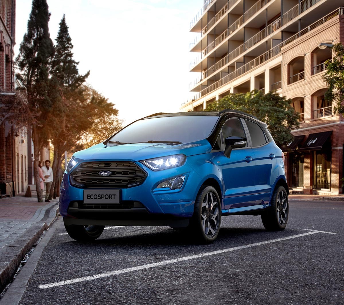 Blue Ford EcoSport parked