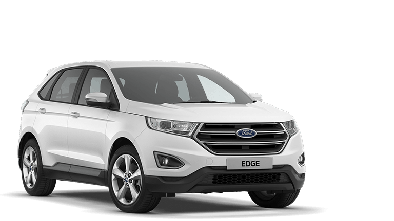 Vooraanzicht van een witte Ford Edge