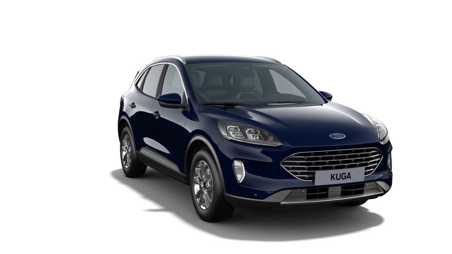 Blue Ford Kuga Titanium X from 3/4 front angle