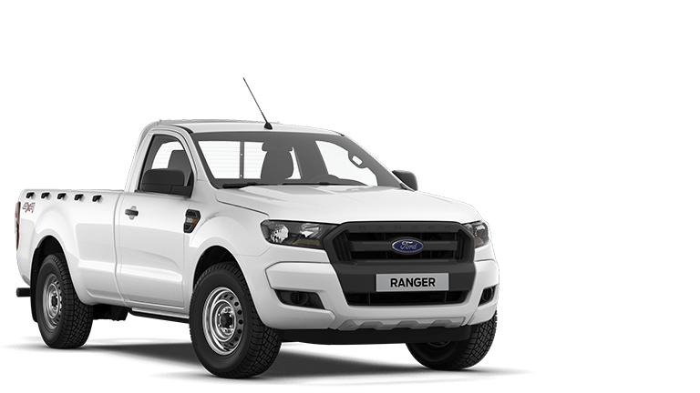 Vooraanzicht van een witte Ford Ranger