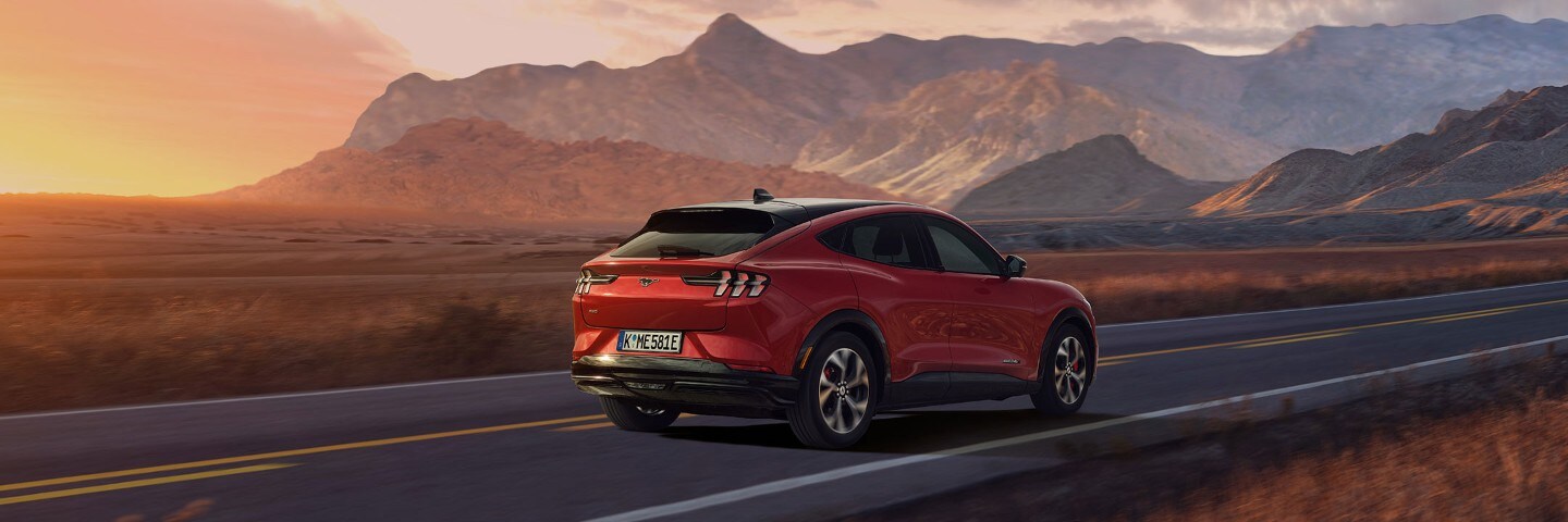 Ford Mustang Mach-E driving in the desert