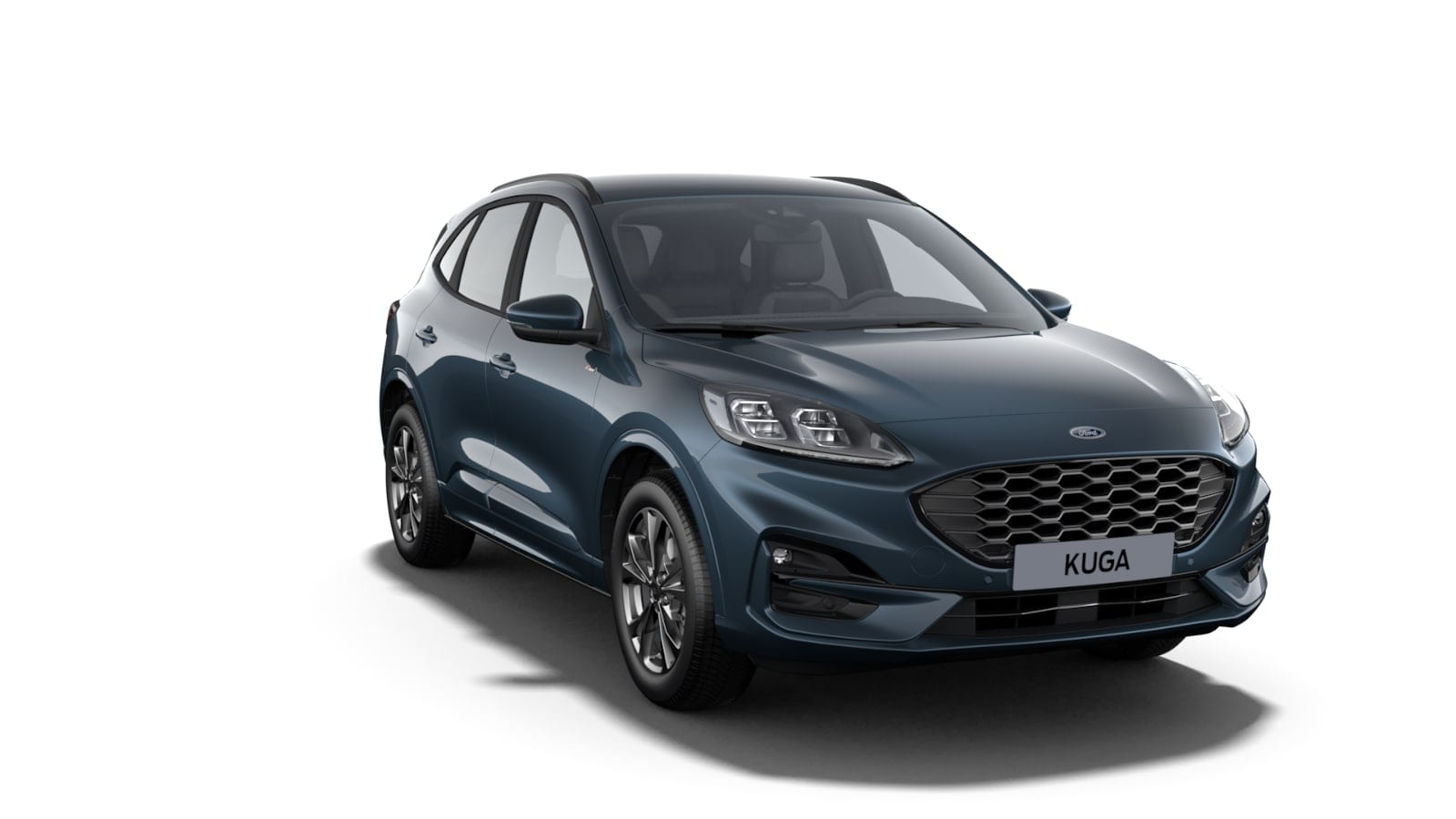 Blue Ford Kuga ST-Line X from 3/4 front angle