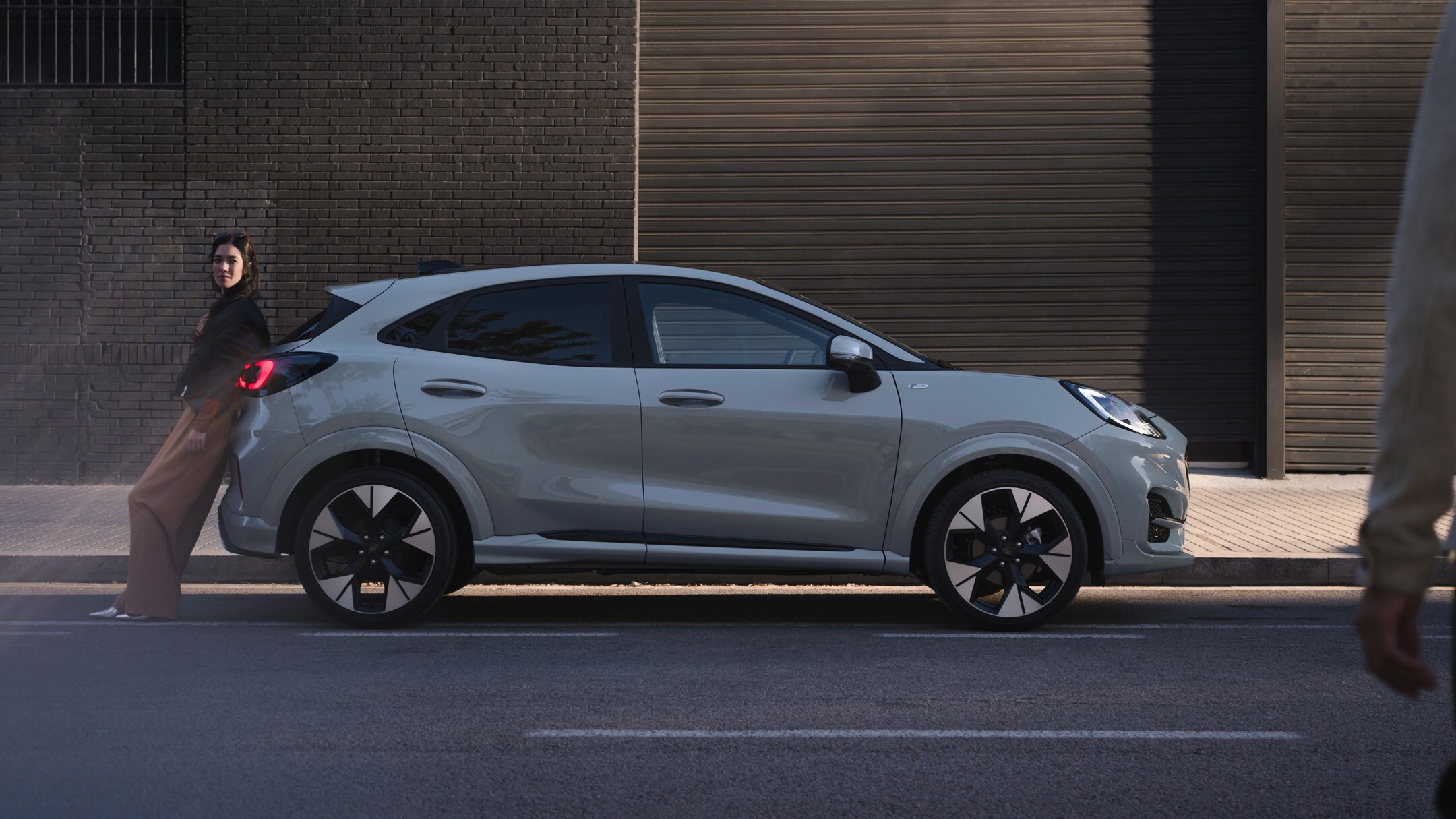 Silver Ford Puma mild hybrid parked