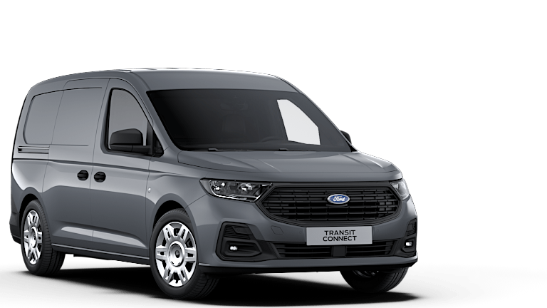 Vooraanzicht van een witte Ford Transit Connect
