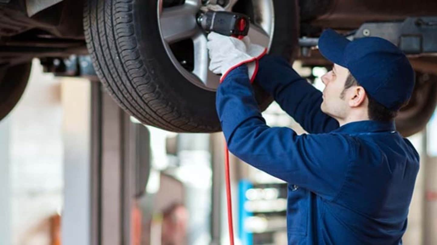 Man repairing a wheel