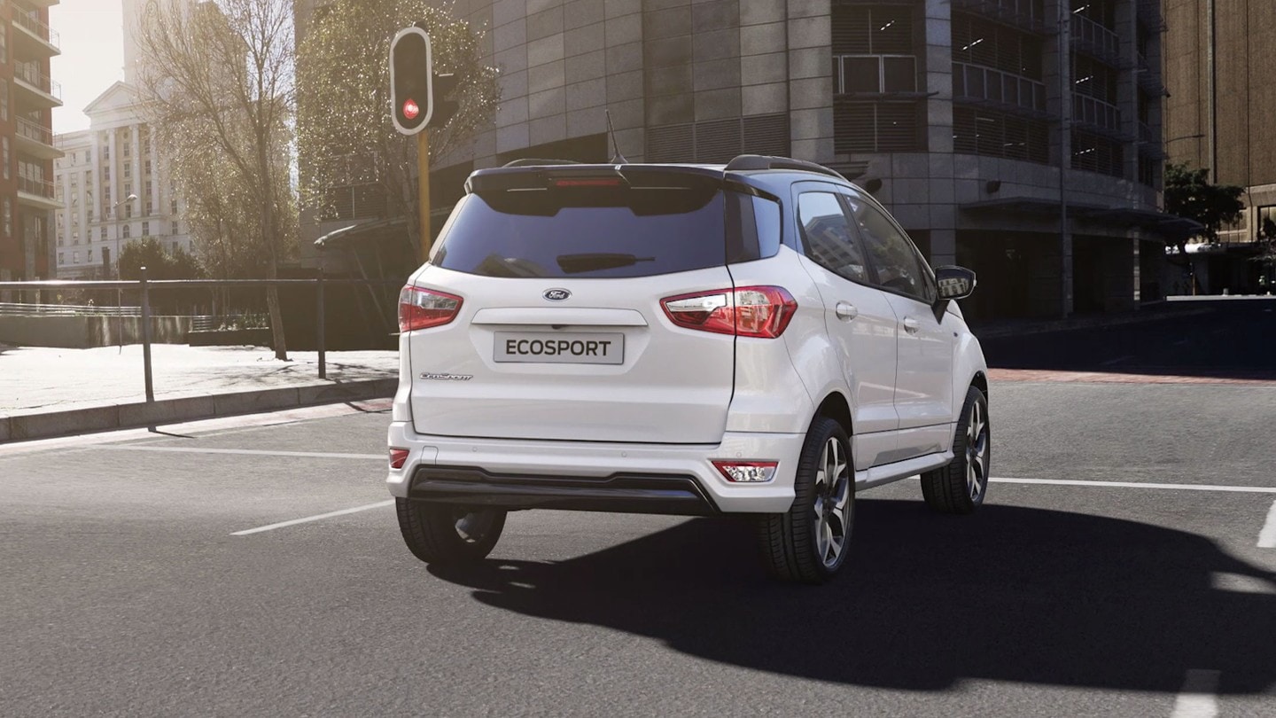 New White Ford EcoSport driving