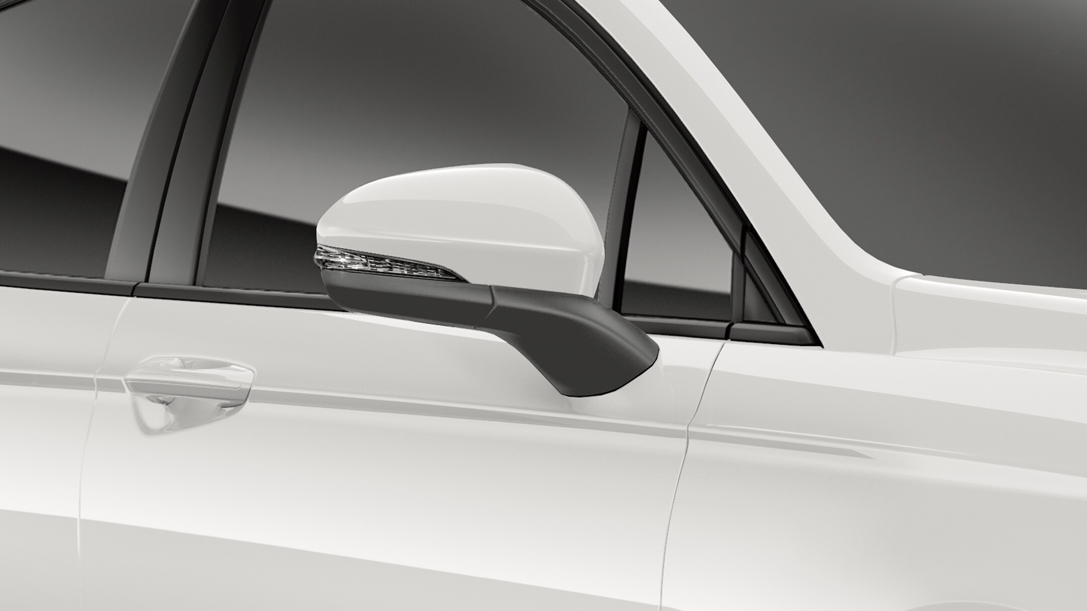 A detail of power-foldable heated side view mirrors on Ford Mondeo