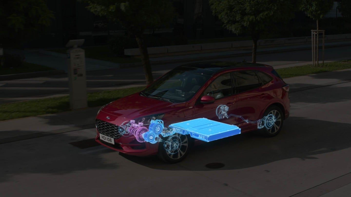 Ford Kuga PHEV skeletal view of battery