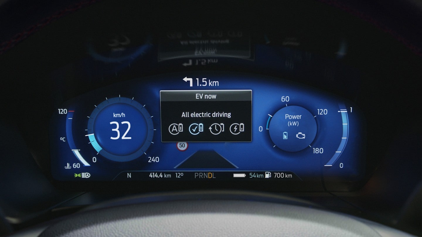 Close-up van dashboard van De Ford Kuga Plug-In Hybrid 