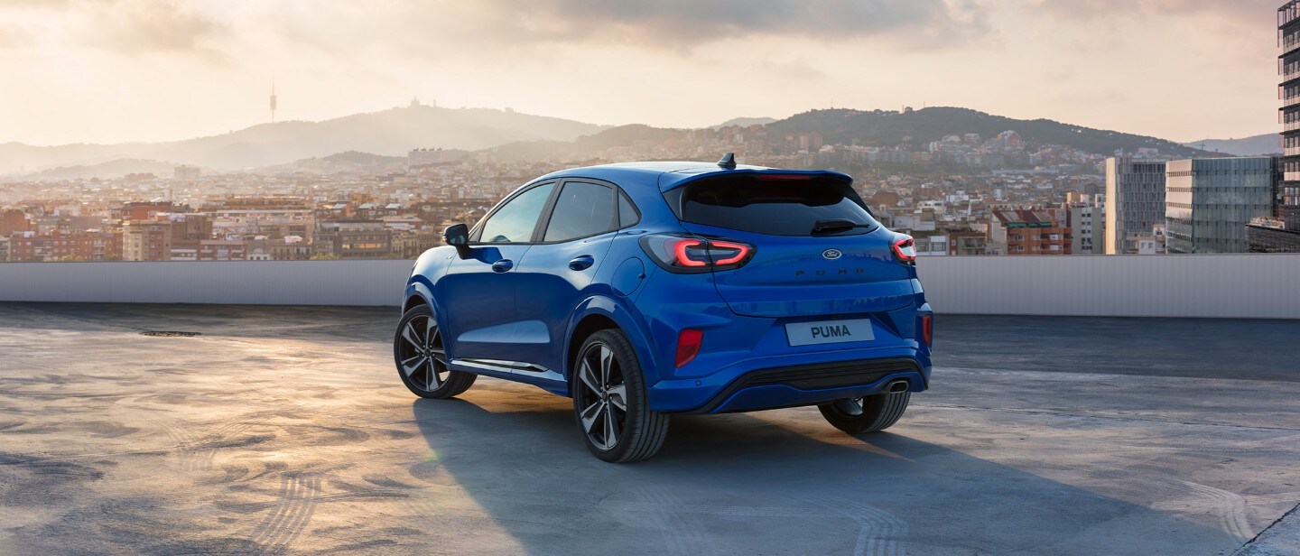 Blue Ford Puma rear view 