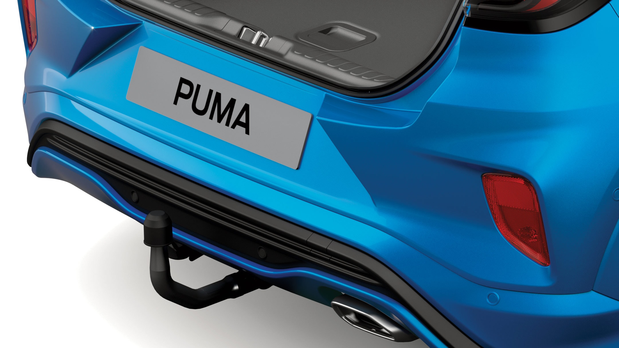 Close-up van de trekhaak op de Ford Puma