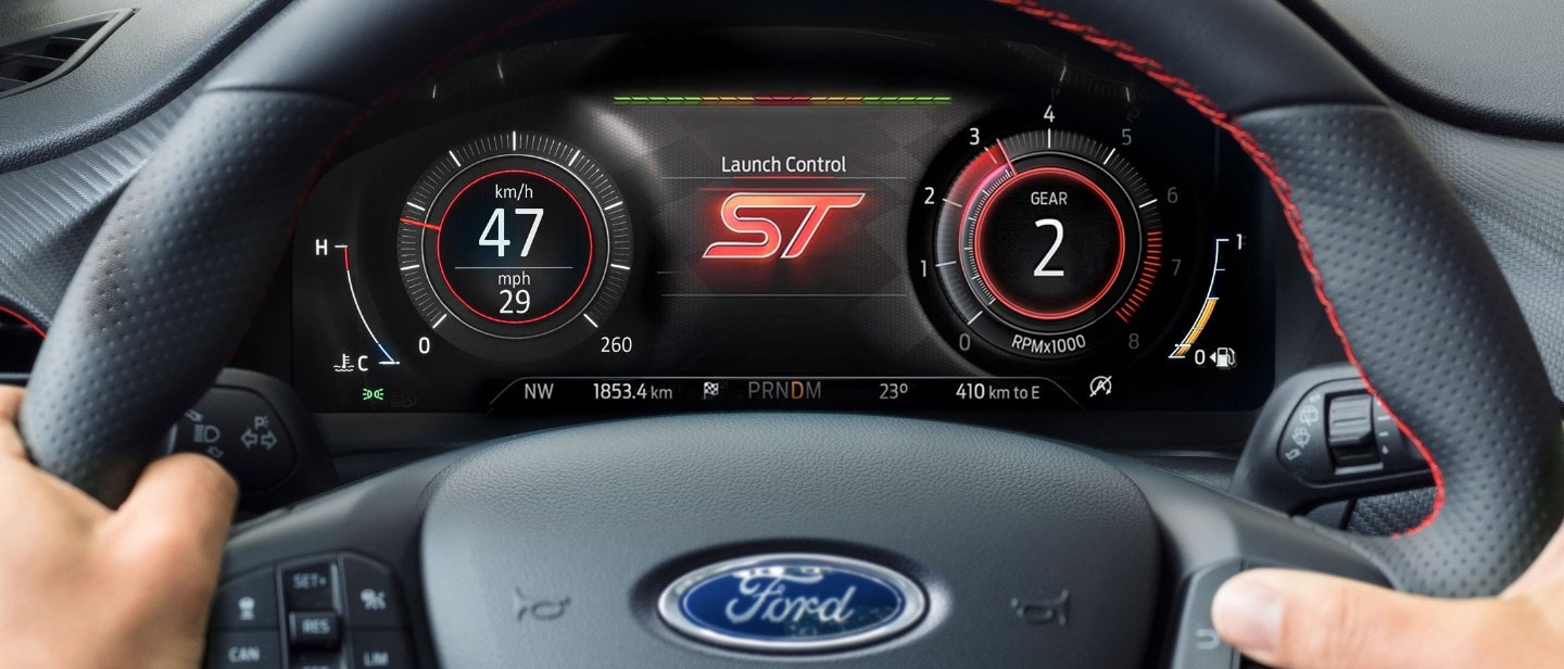 Close-up vam het dashboard van de Ford Puma ST-X 