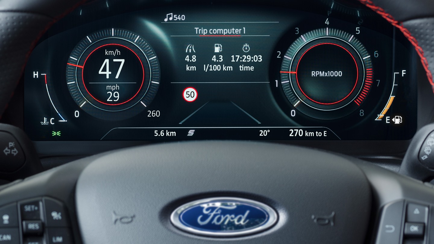 Het dashboard van de Ford Puma ST-X 