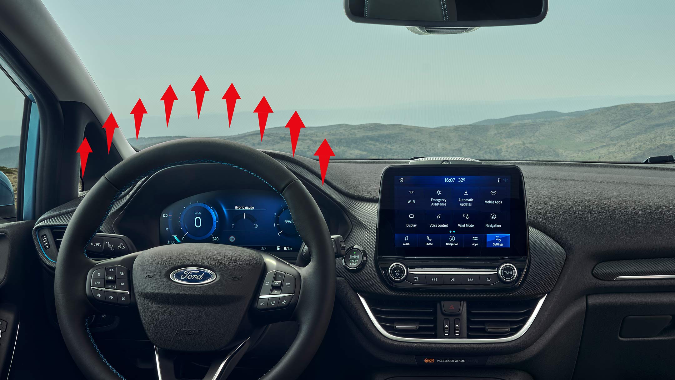 Ford Fiesta showing heated steering wheel