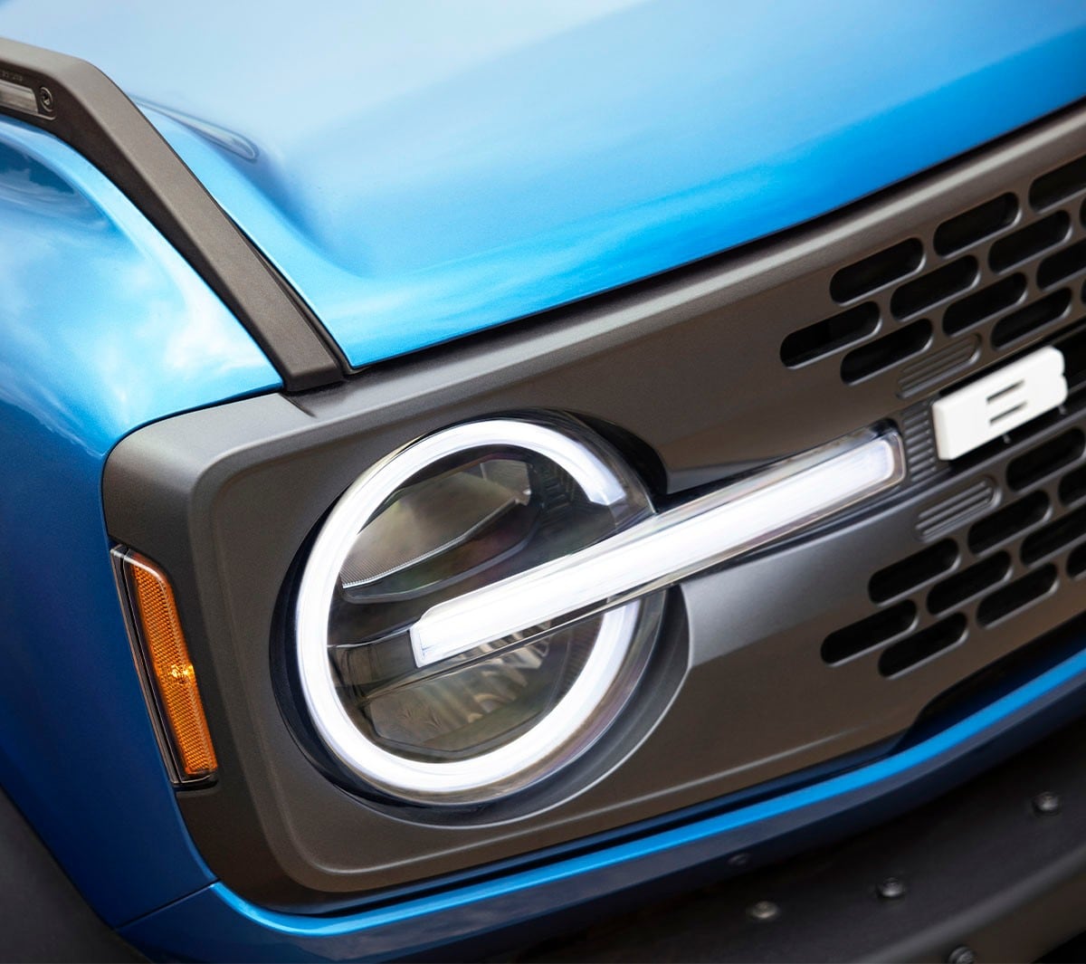 Ford Bronco headlight close-up