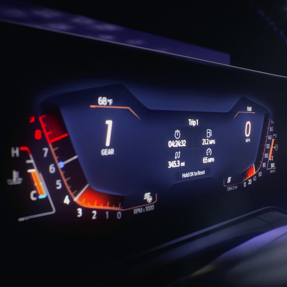 Digitaal paneel in Ford Mustang