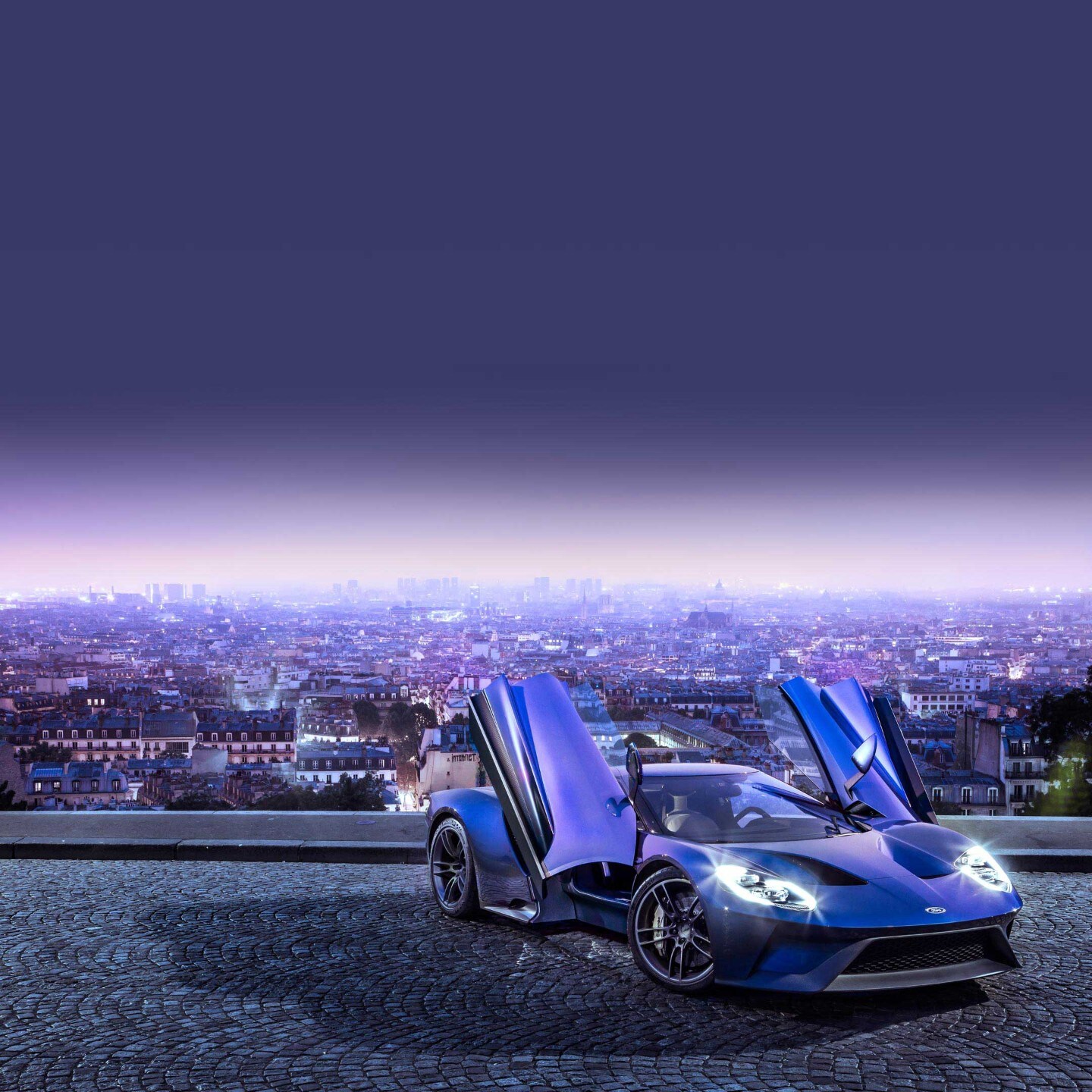 Ford GT light on doors open in dark setting