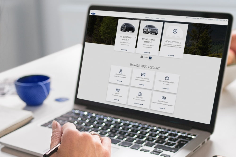 Person looking at Ford software on a laptop