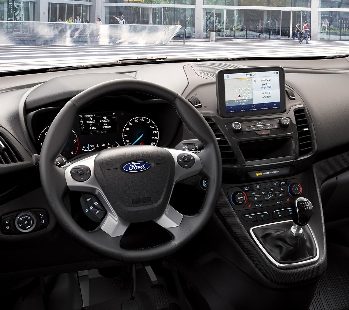 Het interieur van de Ford Transit Connect