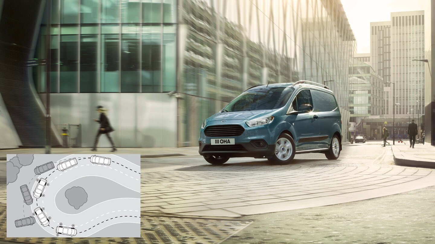 Ford Transit Courier in motion on a street