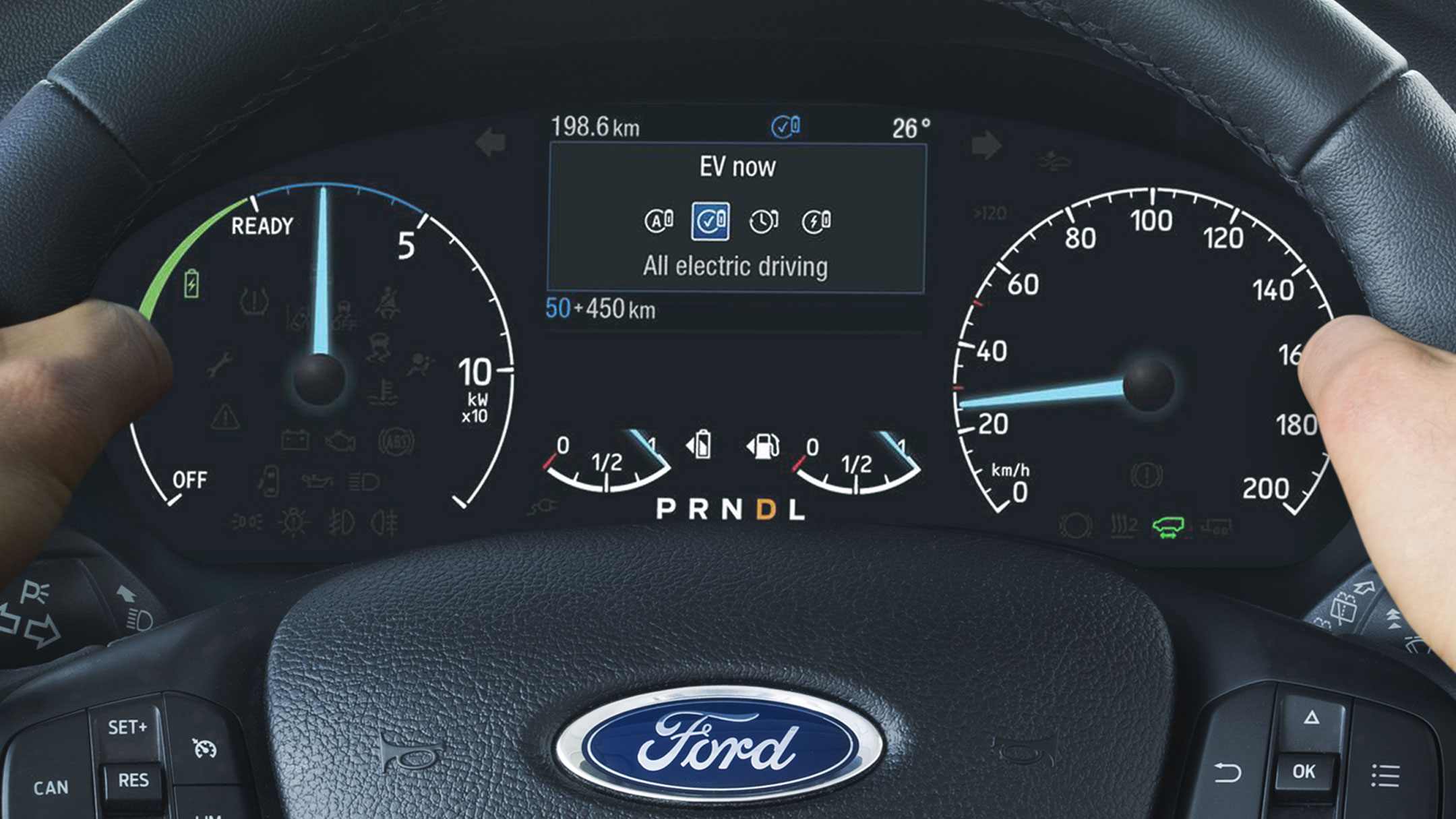 Het dashbaord van de Ford Transit Custom