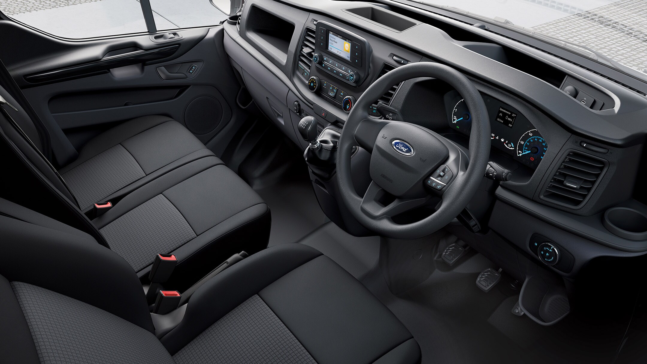 Het ruime interieur van de Ford Transit Custom Kombi