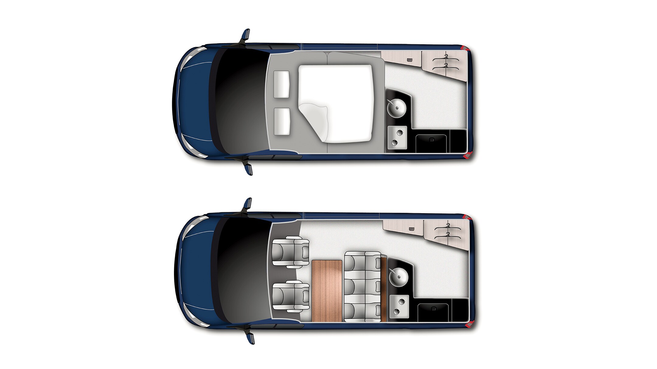 Ford Transit Custom Nugget interior floor plan graphic