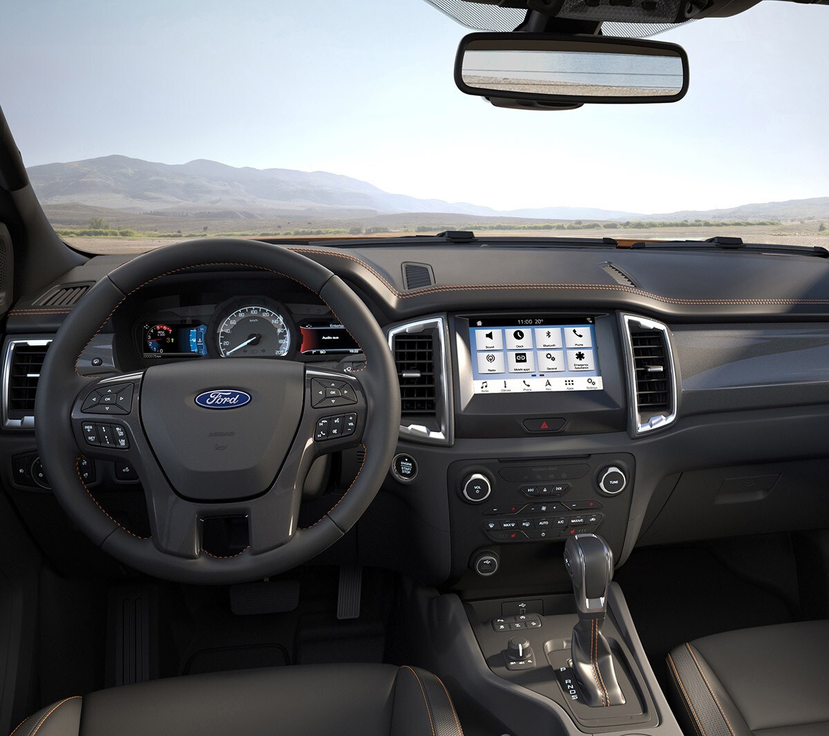 Interieur van de Ford Ranger Wildtrak