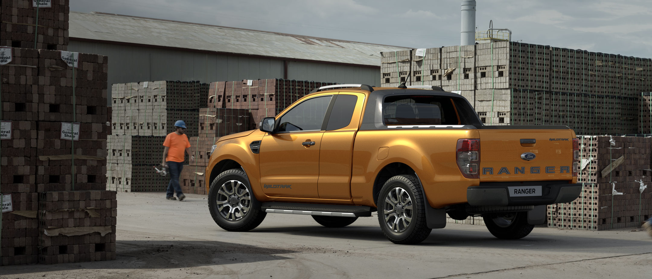 Ford Ranger Super Cab parked in industiral area
