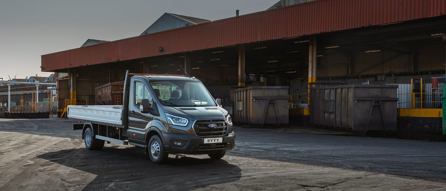 New Ford Transit Chassis Cab front view driving on road