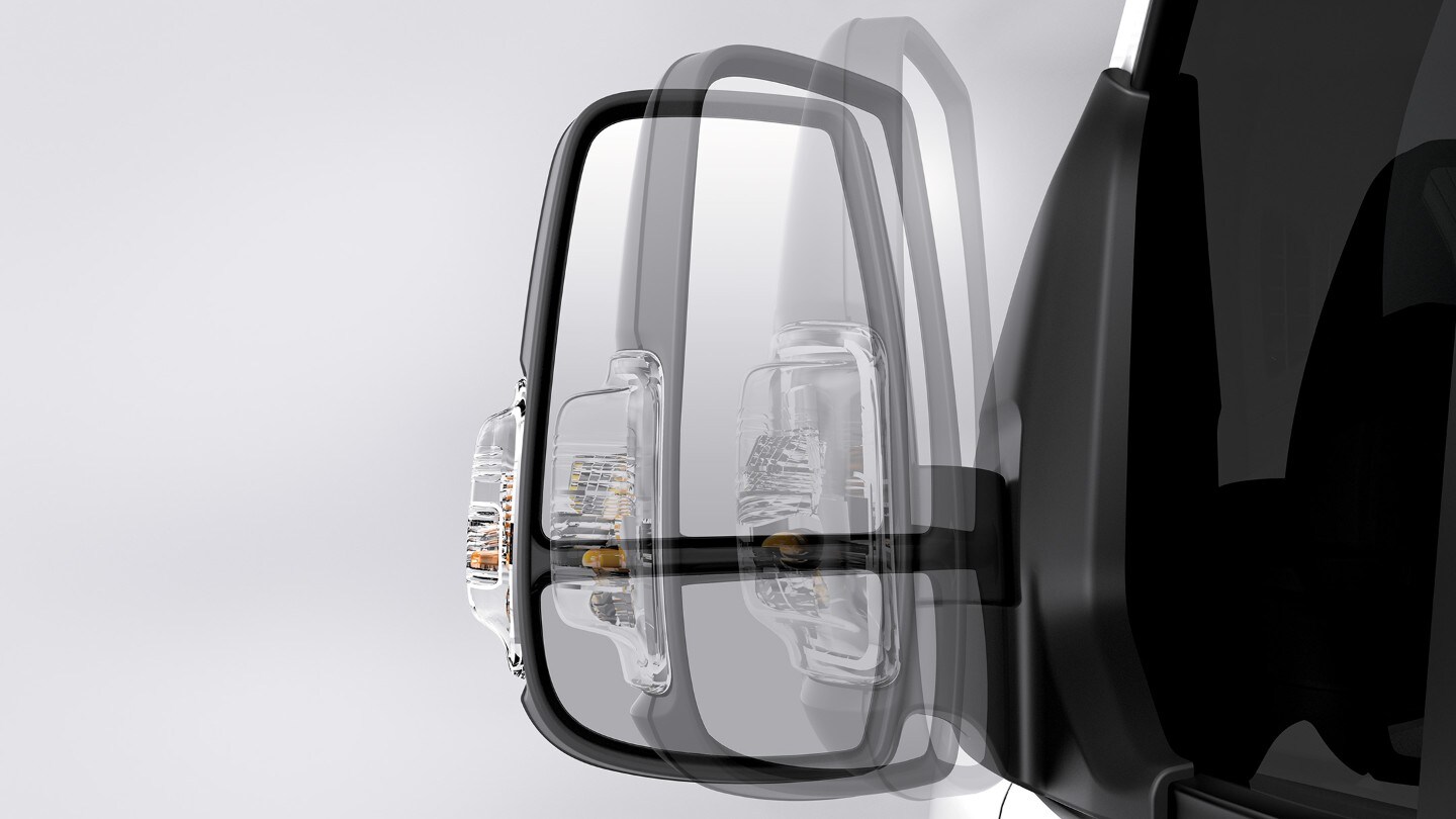 De zijspiegel van de Ford Transit Chassis Dubbele Cabine