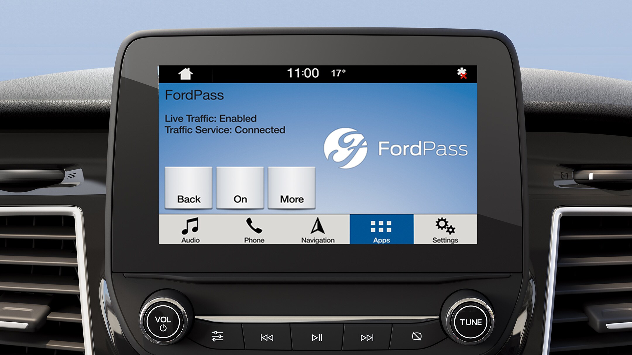 Groot scherm met FordPass in de Ford Transit Dubbele Cabine