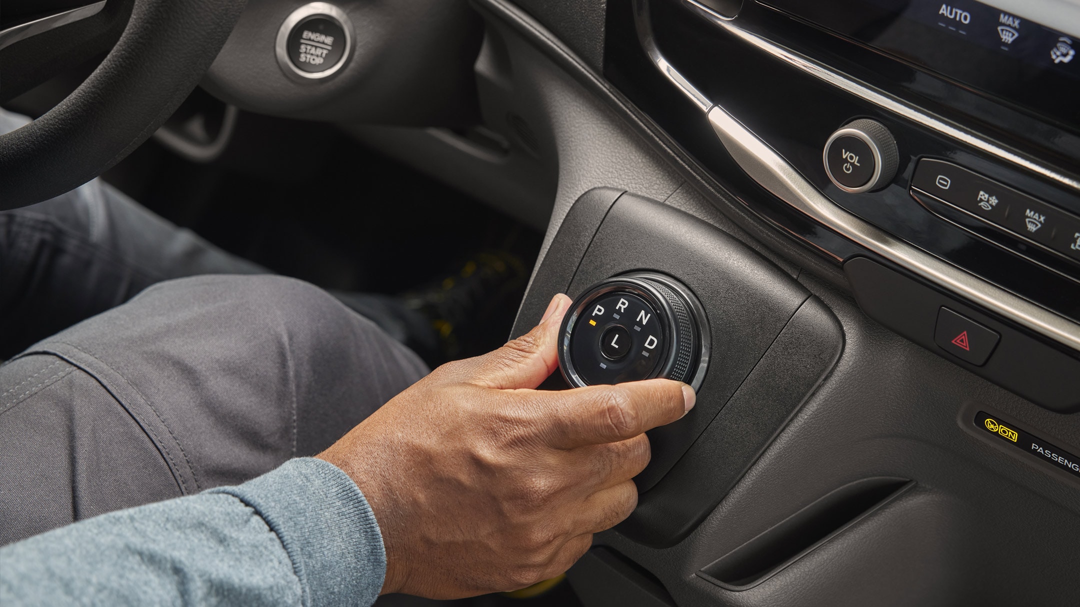 New Ford E-Transit detail of rotary gear shifter