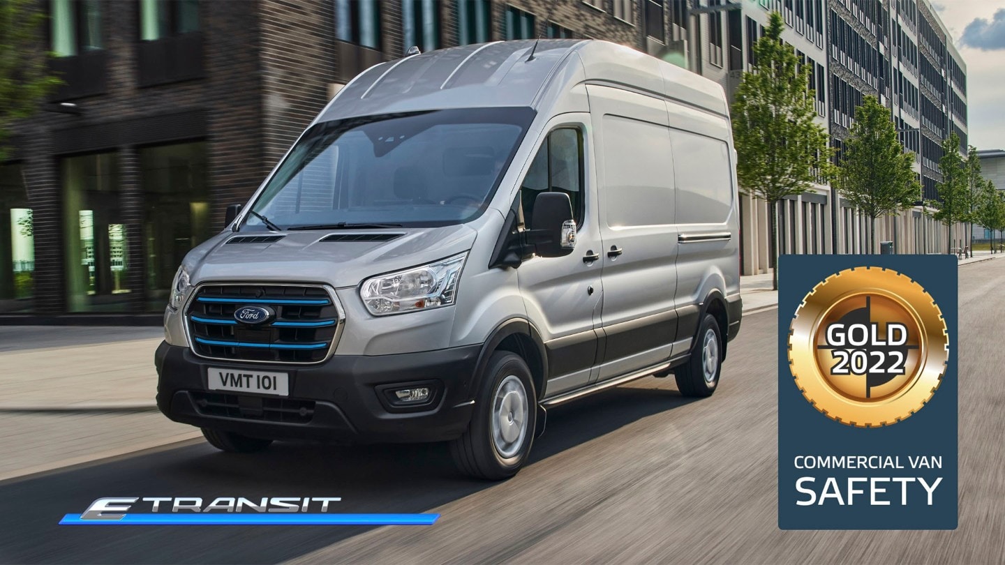 All-New Ford E-Transit driving on city road