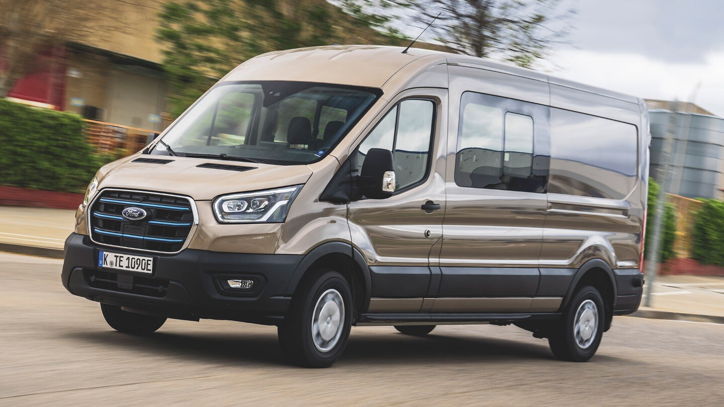 Ford E-Transit driving on motorway