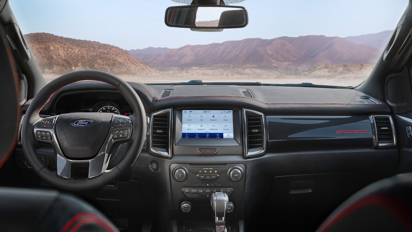 Het interieur van de Ford Ranger Stormtrak