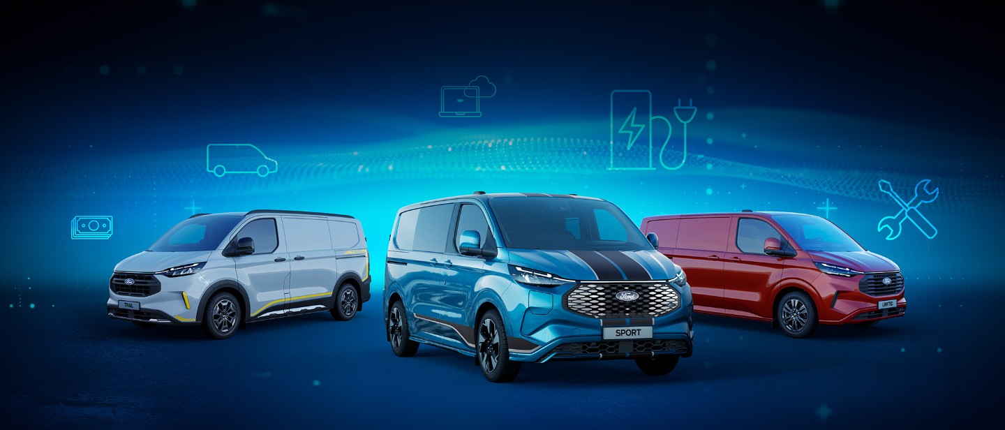 Ford E-Transit Custom in a range of colours