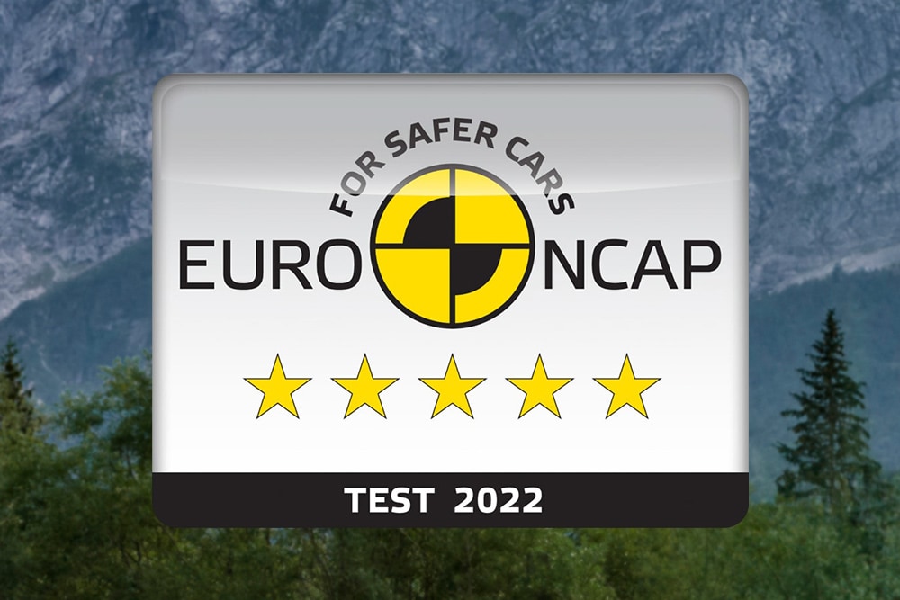 Badge van Euro NCAP met 5 sterren voor de veiligheid van de Ford Ranger, getest in 2022.