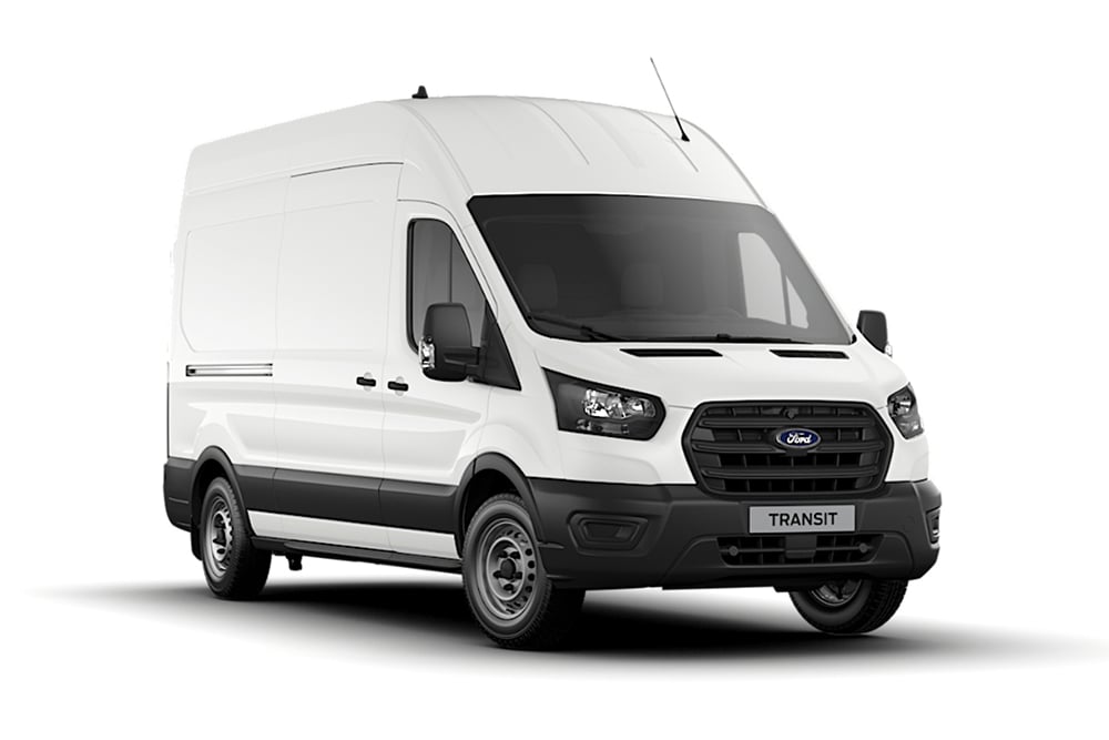 Witte Ford Transit-bestelwagen uit de Trend-serie.