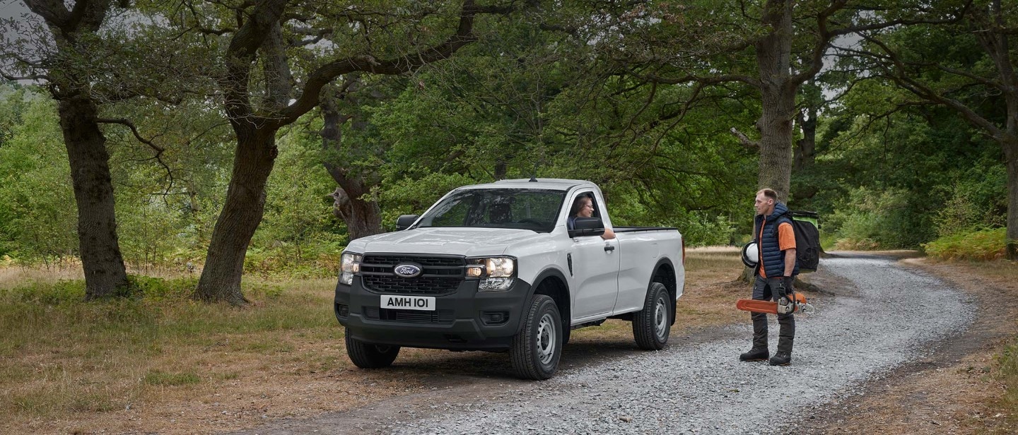 All-New Ranger Regular Cab parked on gravel road 3/4 front view