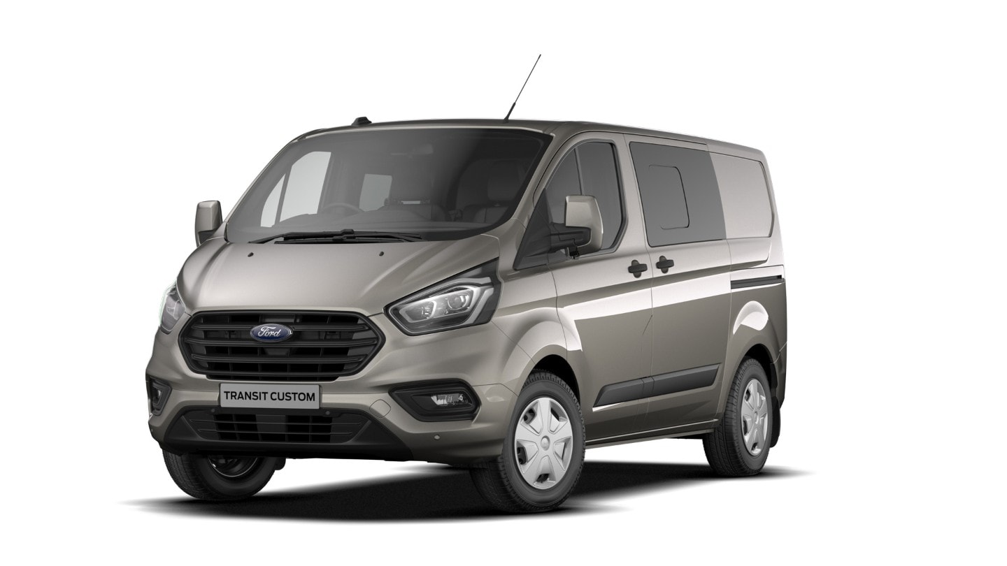 Zijaanzicht van de Ford Transit Custom Dubbele Cabine
