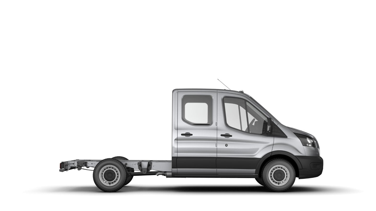 Zijaanzicht van de Ford Transit Chassis Dubbele Cabine 