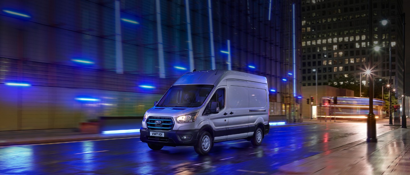 Ford E-Transit night street view