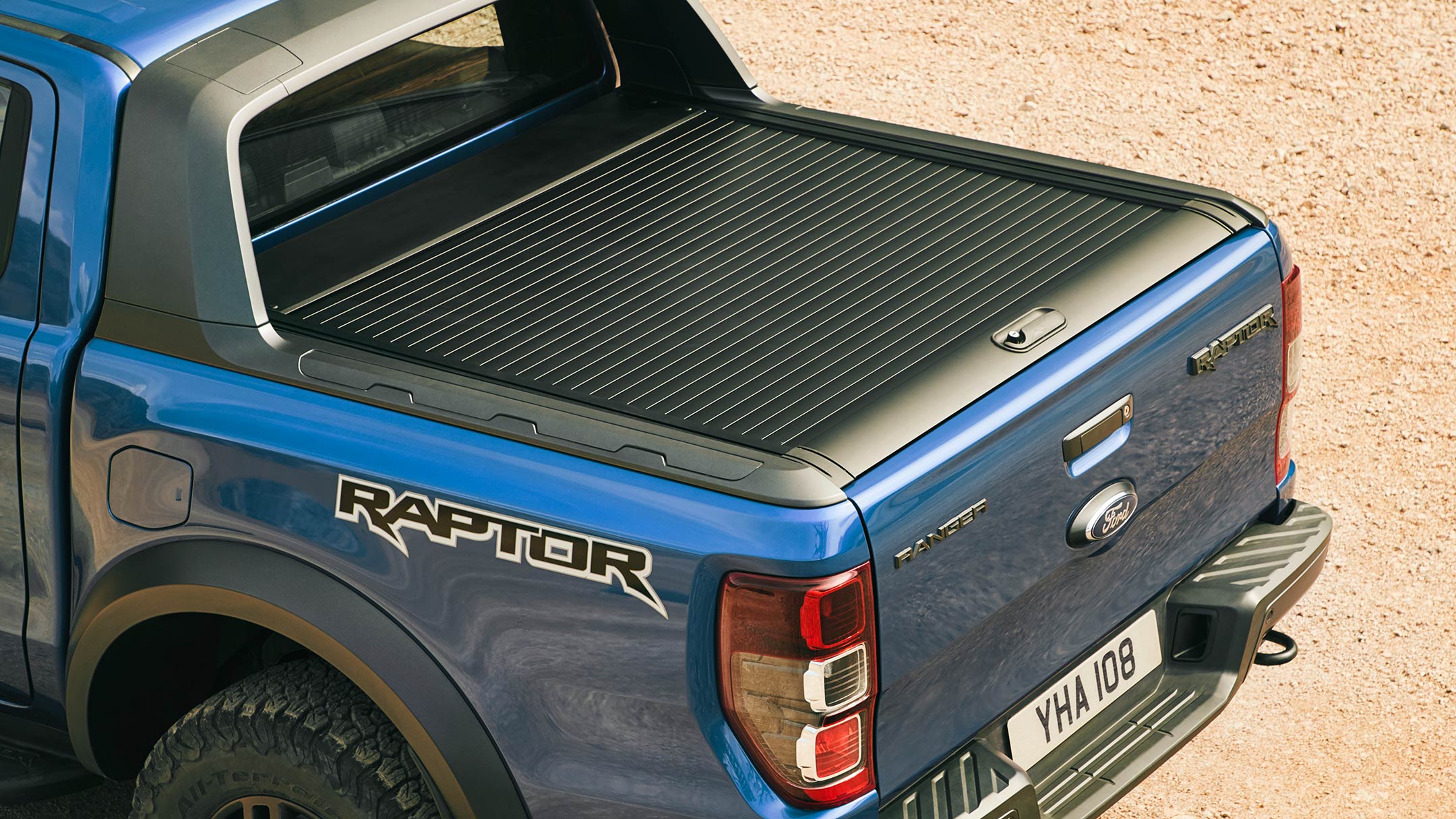 Ford Ranger Raptor showing lockable pickup box 