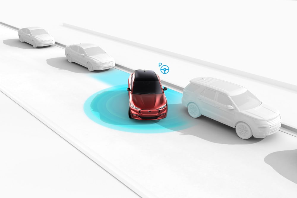 Getekende uitleg Ford rijassistentiesysteem