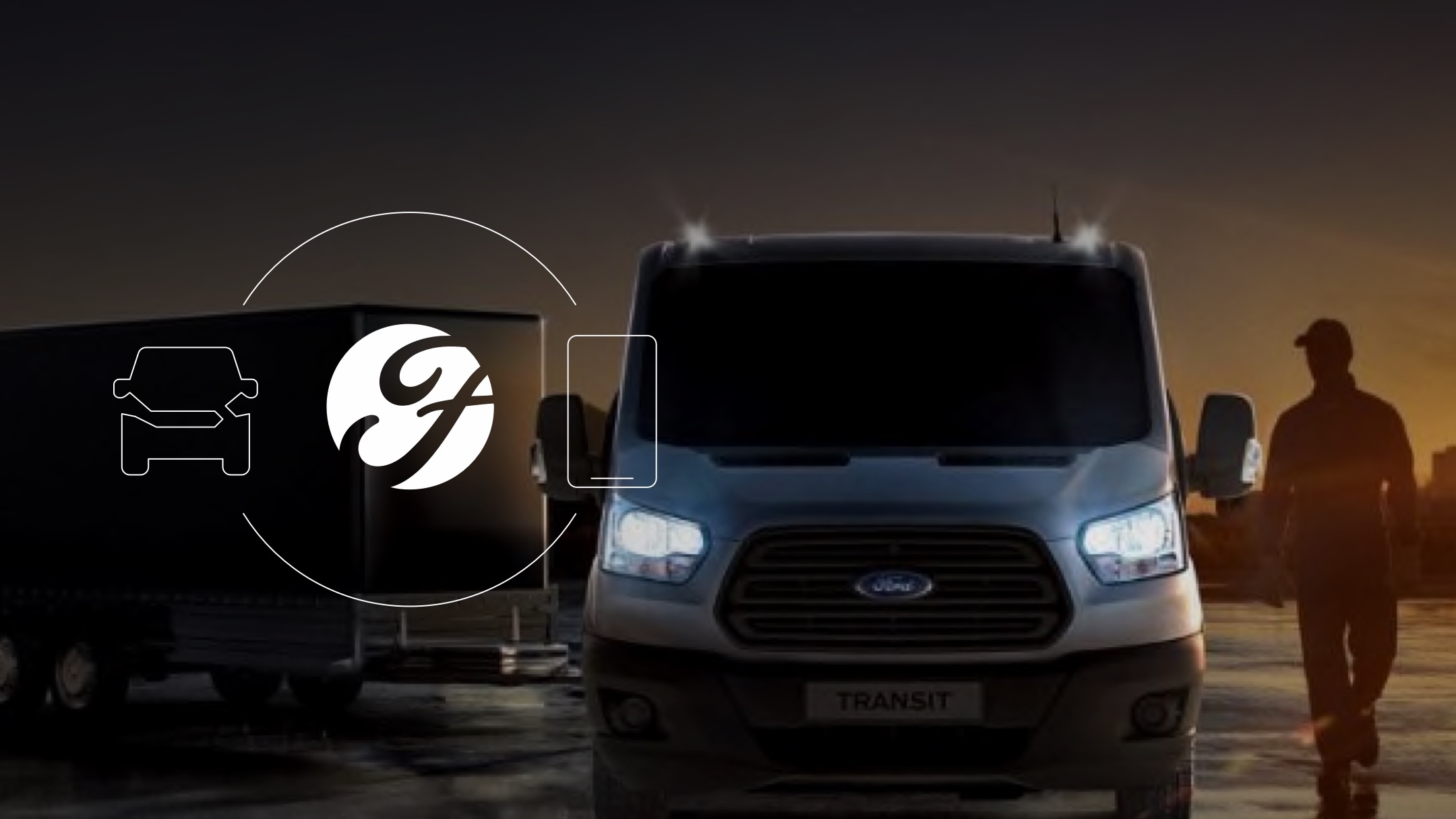Ford Transit with person standing on side