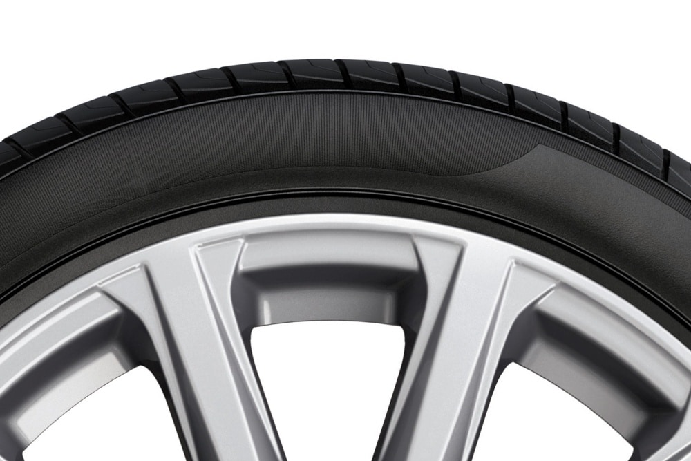 Close-up van een Ford-band, waarop de grips zichtbaar zijn