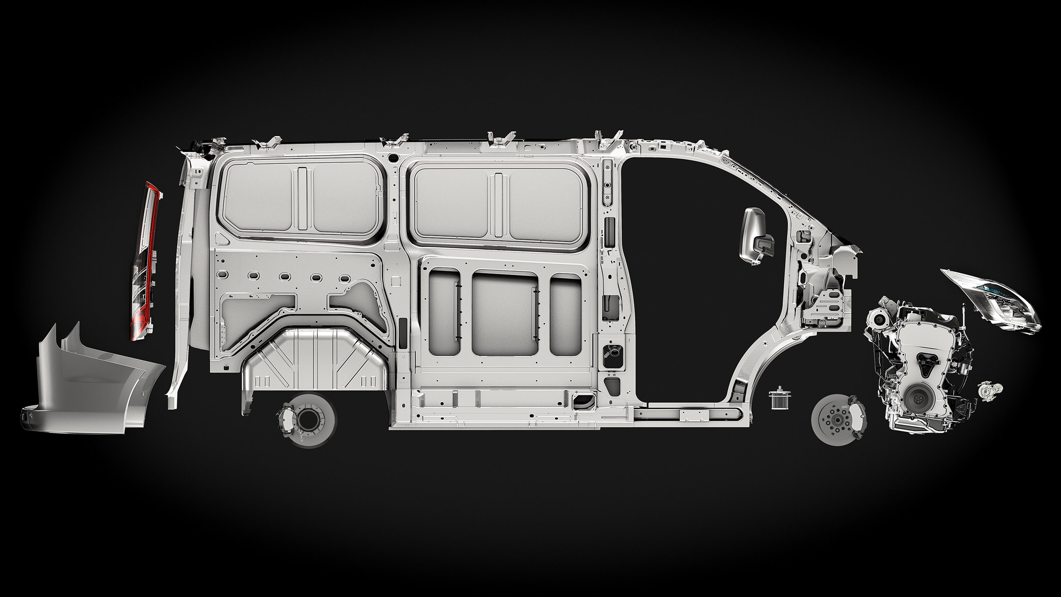 Sterke carrosserie van de Ford Transit Custom Dubbele Cabine